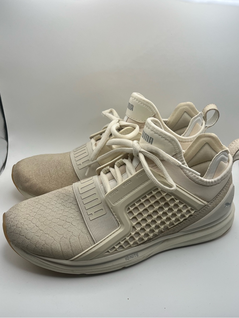 Puma Ignite Limitless Reptile‎ Cream Oatmeal Khaki Sneakers Women’s Size 9 Shoes